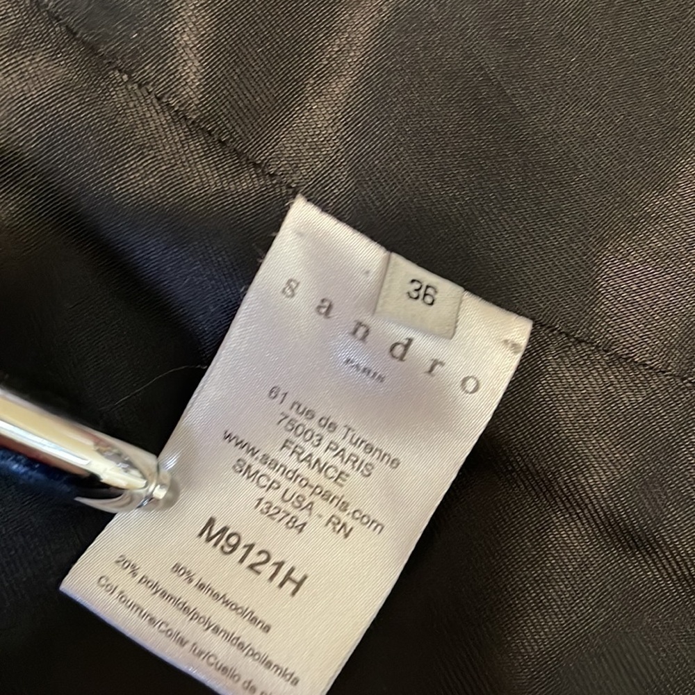 Sandro gray wool coat - size 36 - with double zippers - Picture 4 of 6